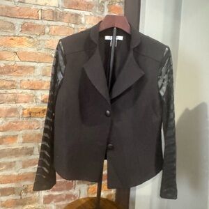 Peter Nygard Black Blazer with Sheer Striped Sleeves